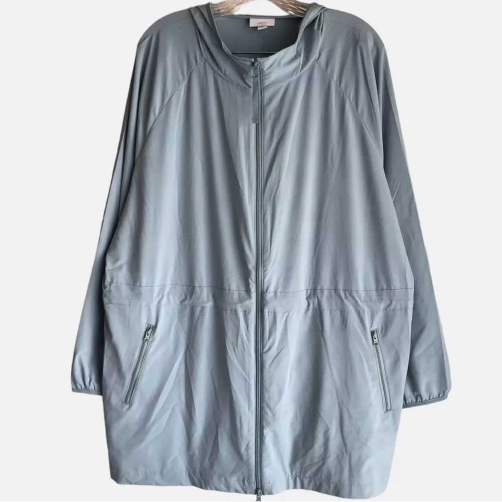 NWT J. Jill Fit Women's Hoodie Jacket Plus 1X Mist 4 Way Stretch Full Zip Tunic